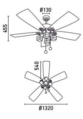 FARO 33307 schéma - stropní ventilátor se světlem