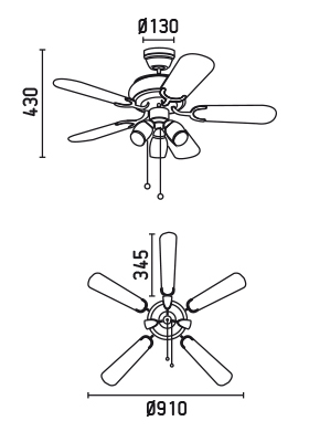 FARO 33309 schéma - stropní ventilátor se světlem