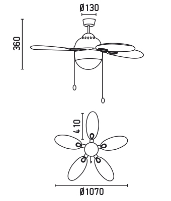 FARO 33315 schéma - stropní ventilátor se světlem