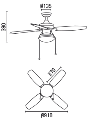 FARO 33358 schéma - stropní ventilátor se světlem