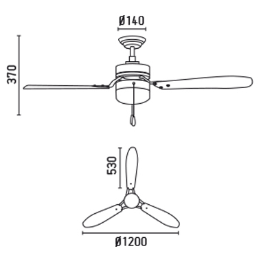 FARO 33367 schéma - stropní ventilátor se světlem