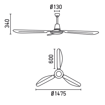 FARO 33375 schéma - stropní ventilátor bez světla