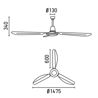 FARO 33376 schéma - stropní ventilátor bez světla