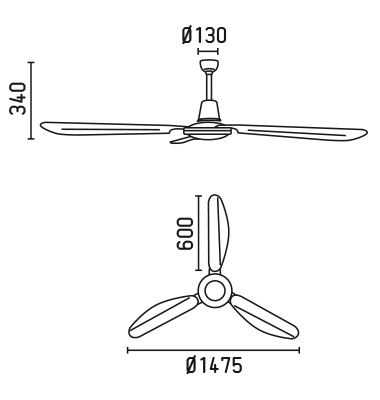 FARO 33377 schéma - stropní ventilátor bez světla